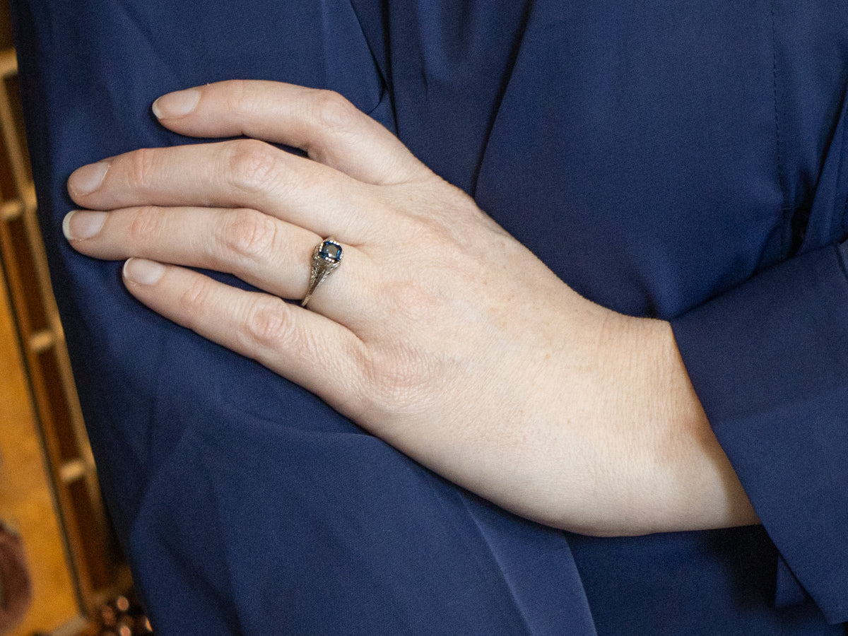 Antique Ostby and Barton Spinel Solitaire Engagement Ring