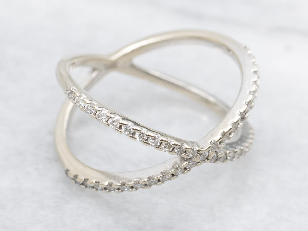 Criss Cross Diamond Gold Band