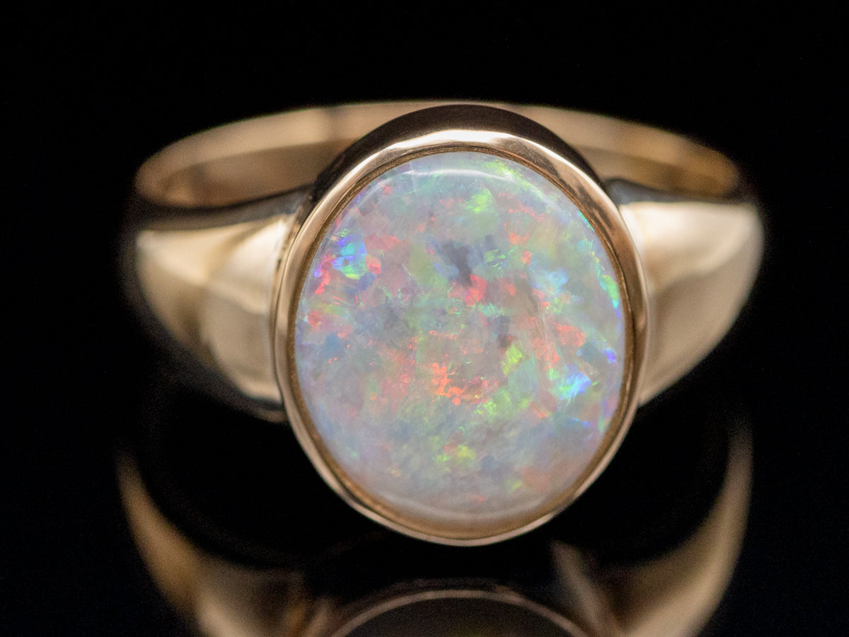 Vintage Gold Bezel Set Opal Ring