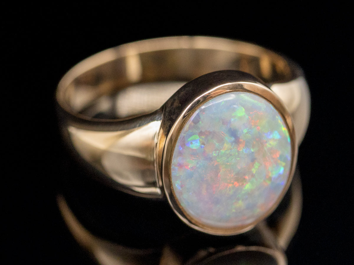 Vintage Gold Bezel Set Opal Ring