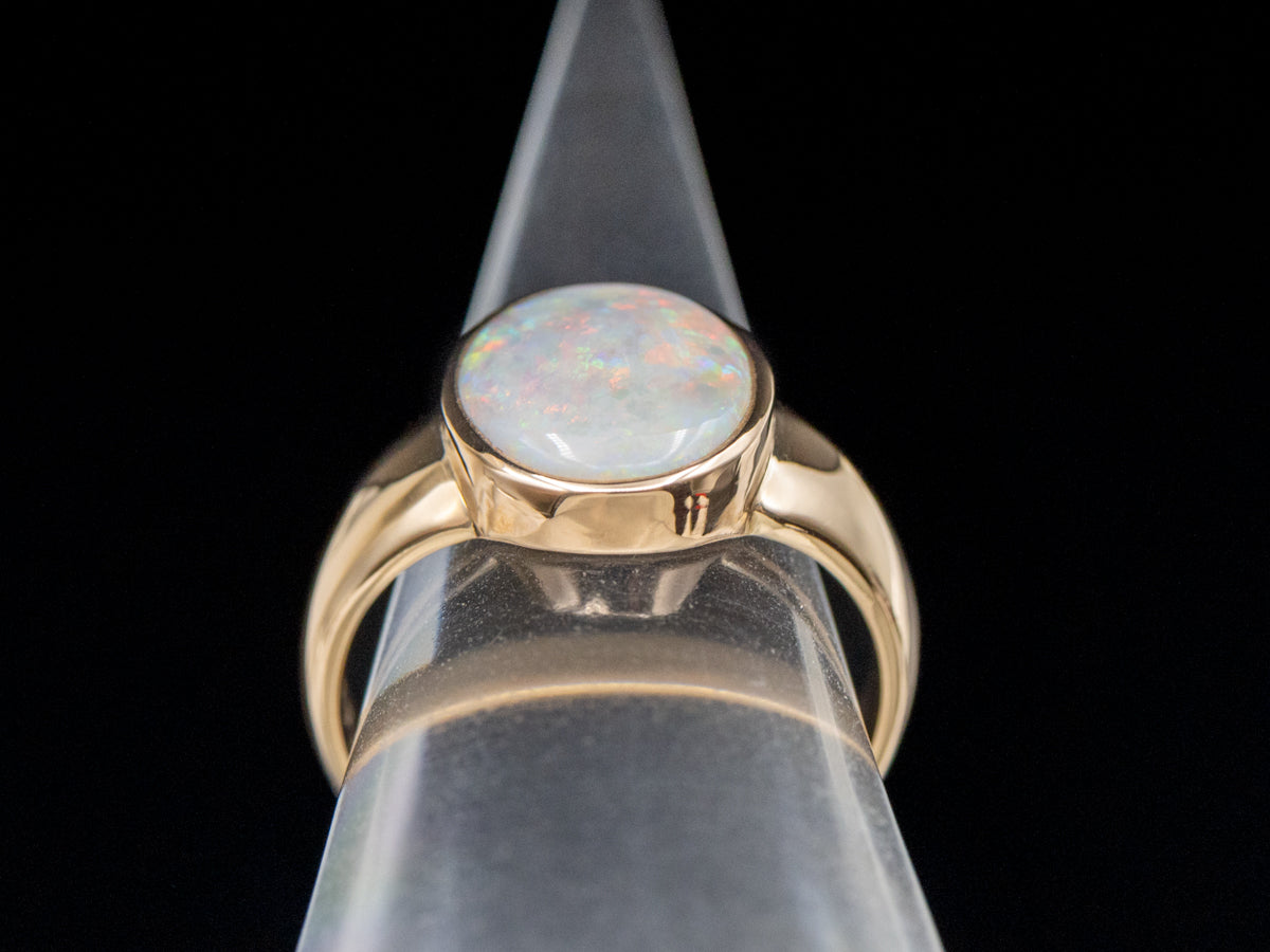 Vintage Gold Bezel Set Opal Ring