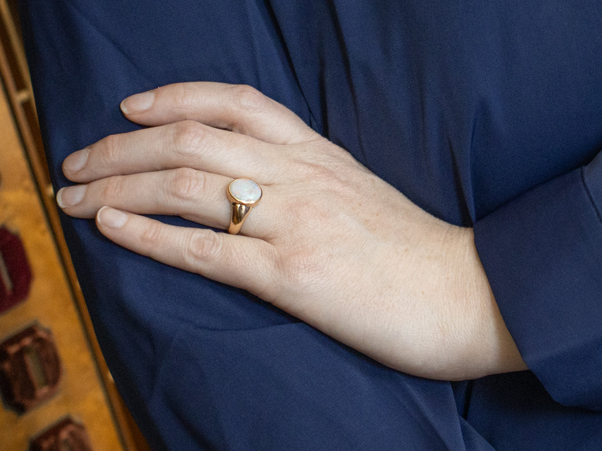 Vintage Gold Bezel Set Opal Ring
