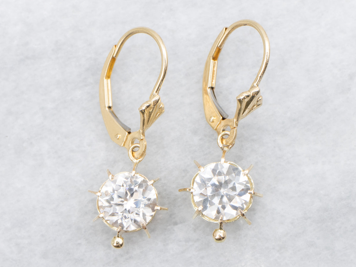 White Zircon Gemstone Drop Earrings