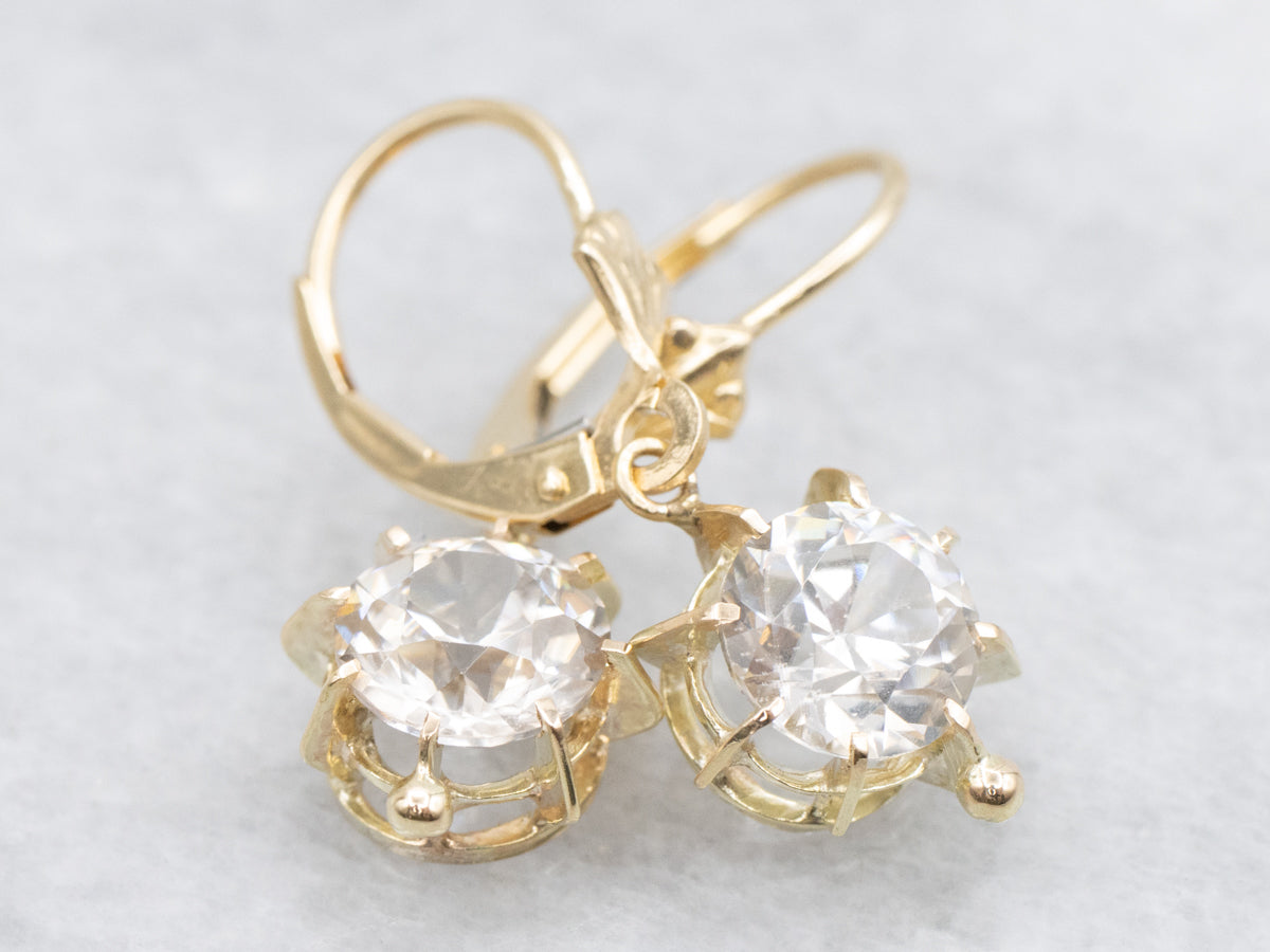 White Zircon Gemstone Drop Earrings