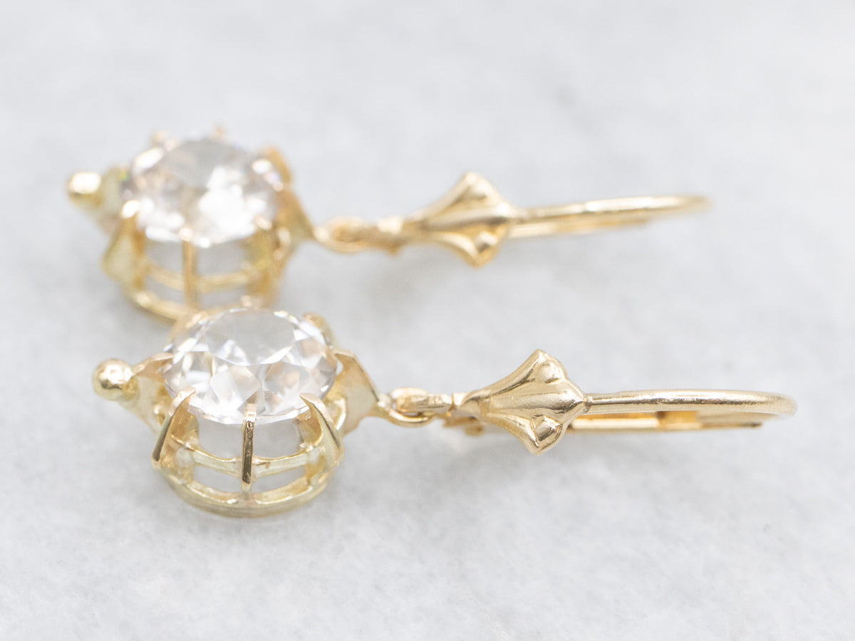 White Zircon Gemstone Drop Earrings