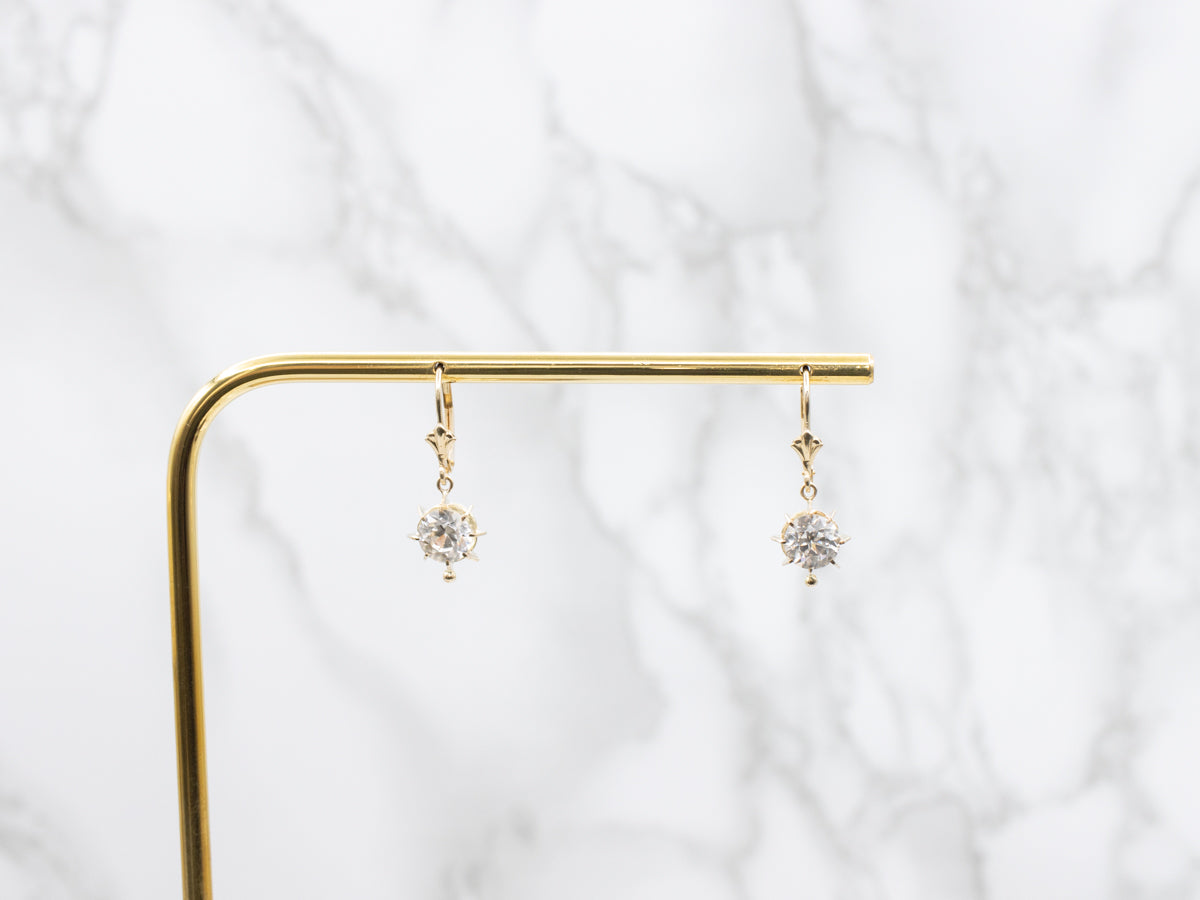 White Zircon Gemstone Drop Earrings