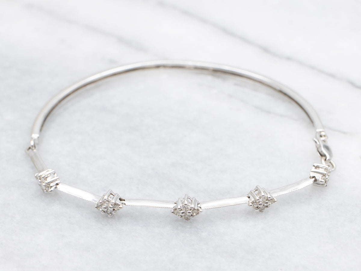 Modern Gold Diamond Cluster Link Bracelet
