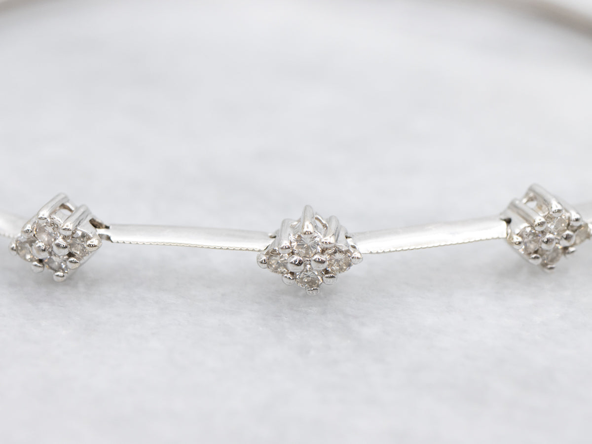 Modern Gold Diamond Cluster Link Bracelet
