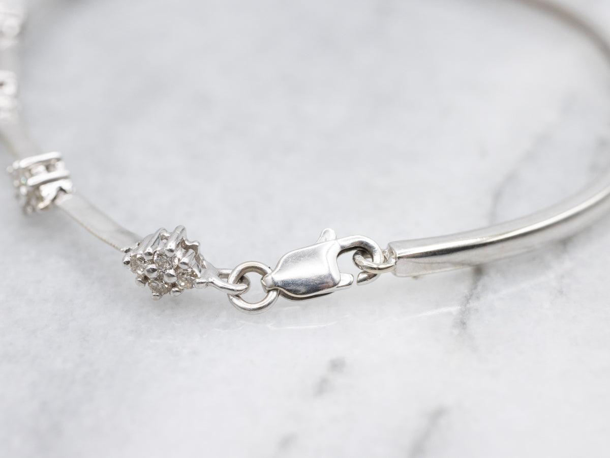 Modern Gold Diamond Cluster Link Bracelet