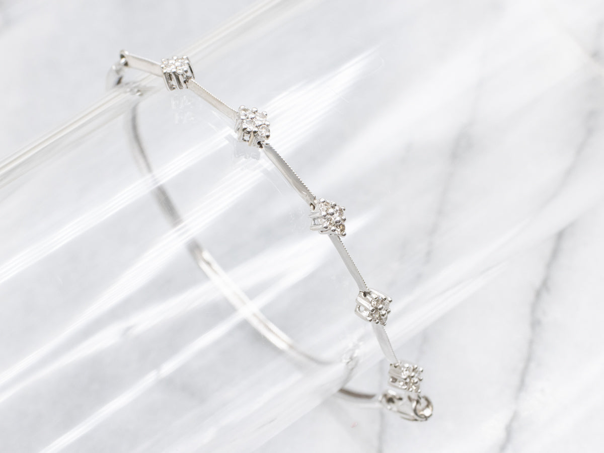 Modern Gold Diamond Cluster Link Bracelet