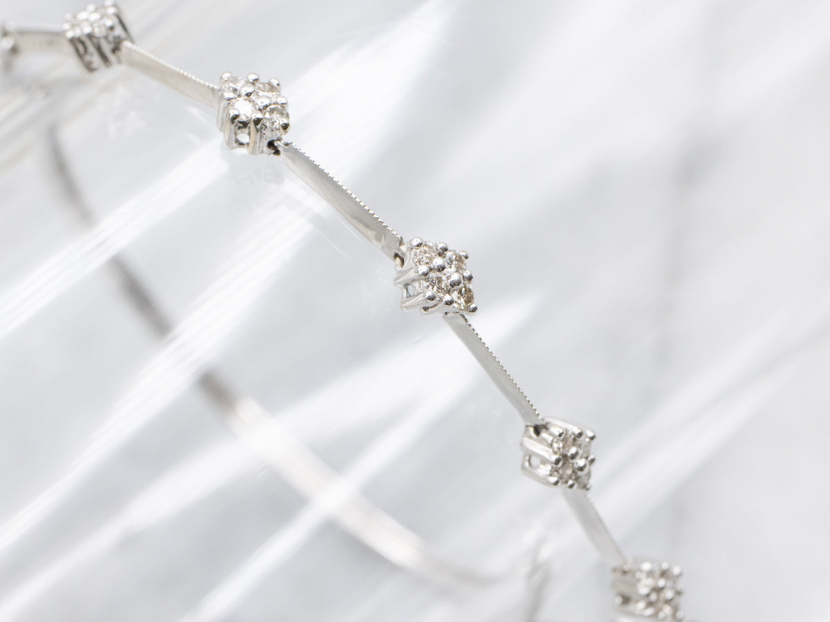 Modern Gold Diamond Cluster Link Bracelet