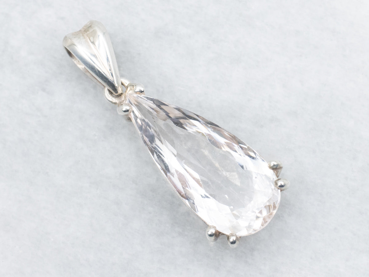 Sterling Silver Teardrop Morganite Pendant
