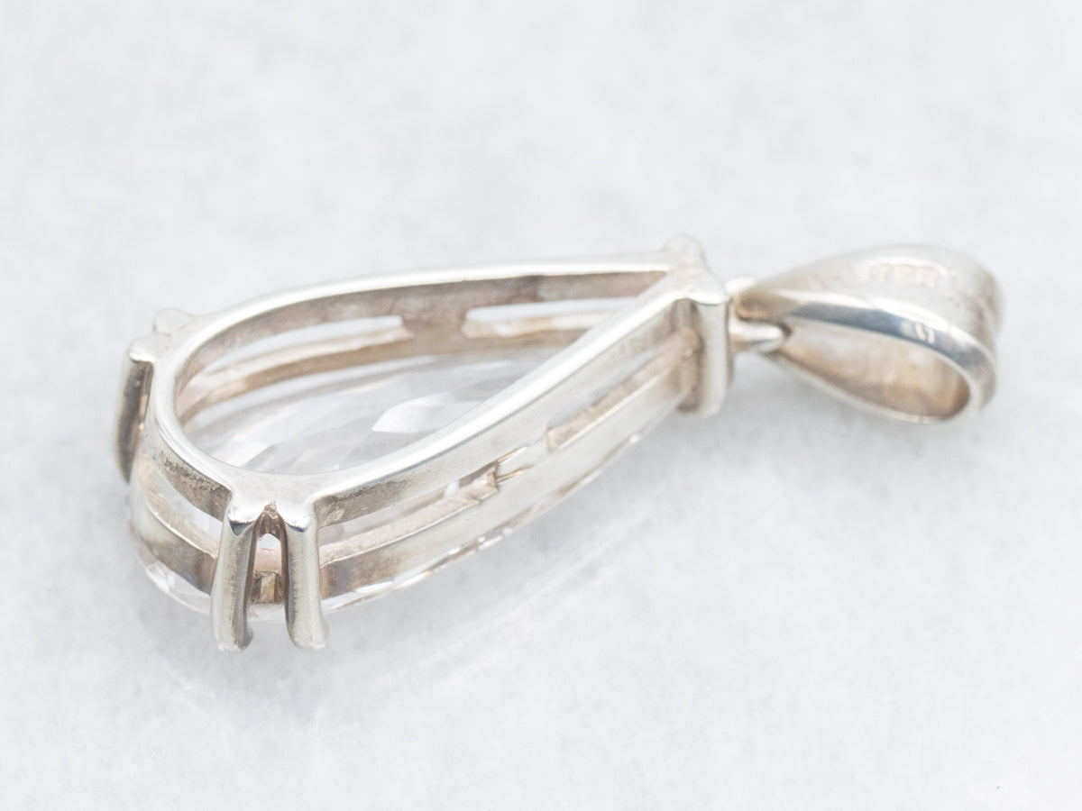 Sterling Silver Teardrop Morganite Pendant