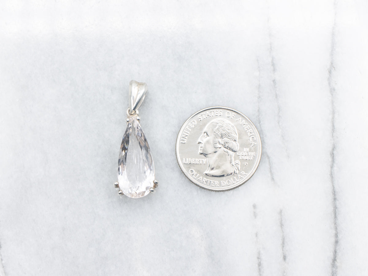 Sterling Silver Teardrop Morganite Pendant