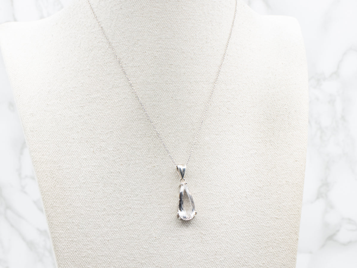 Sterling Silver Teardrop Morganite Pendant