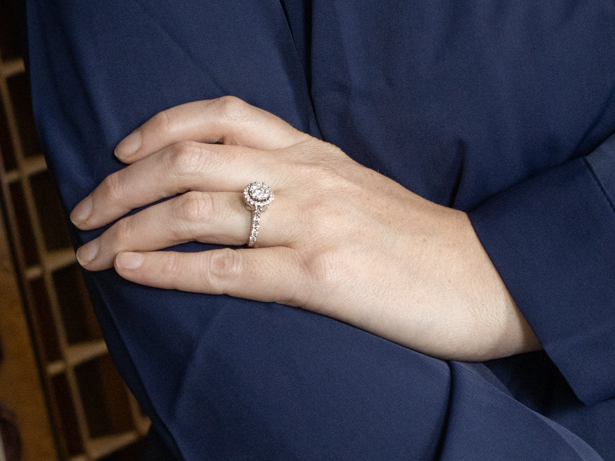 Modern Diamond Cluster Halo Engagement Ring