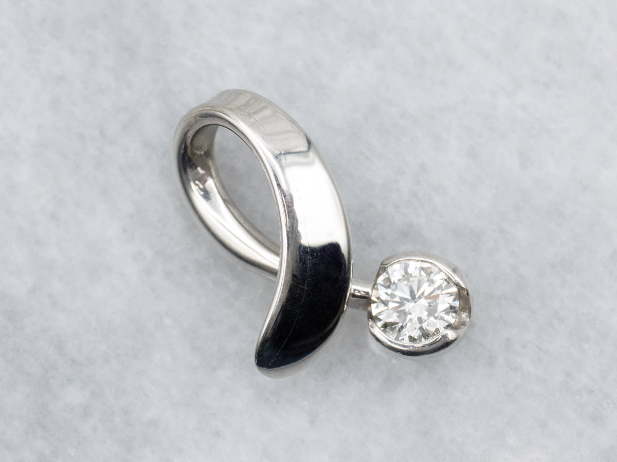 Platinum Diamond Ribbon Pendant