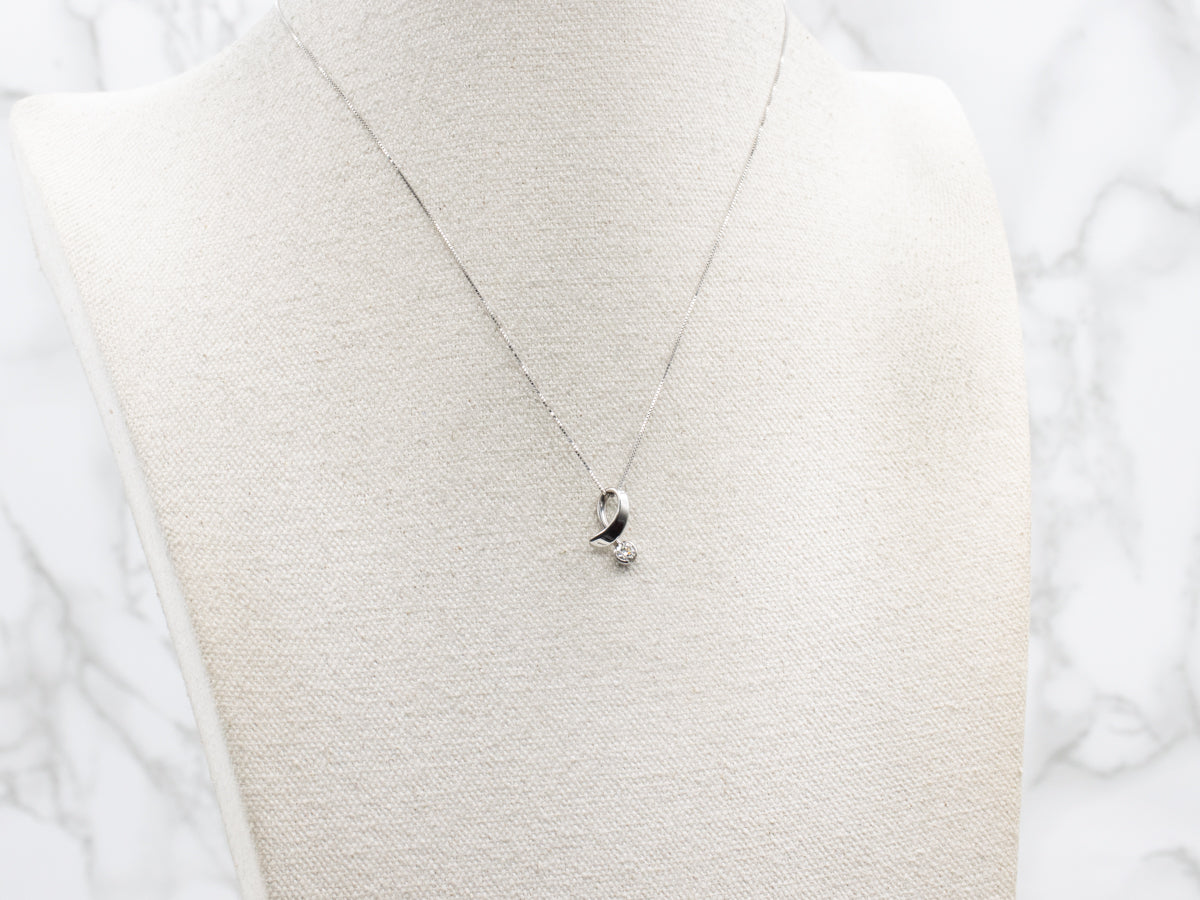 Platinum Diamond Ribbon Pendant