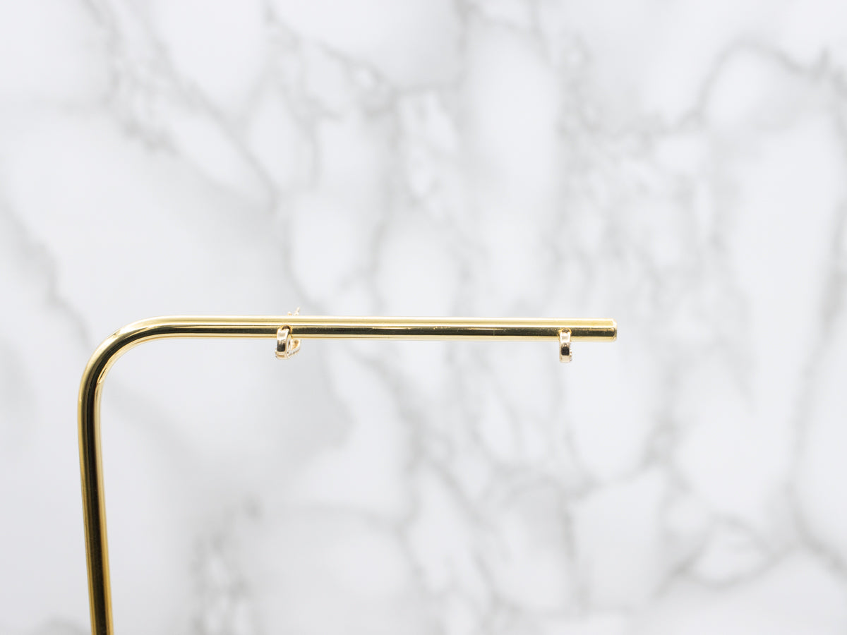 Modern Gold and Diamond Safety Pin Earrings