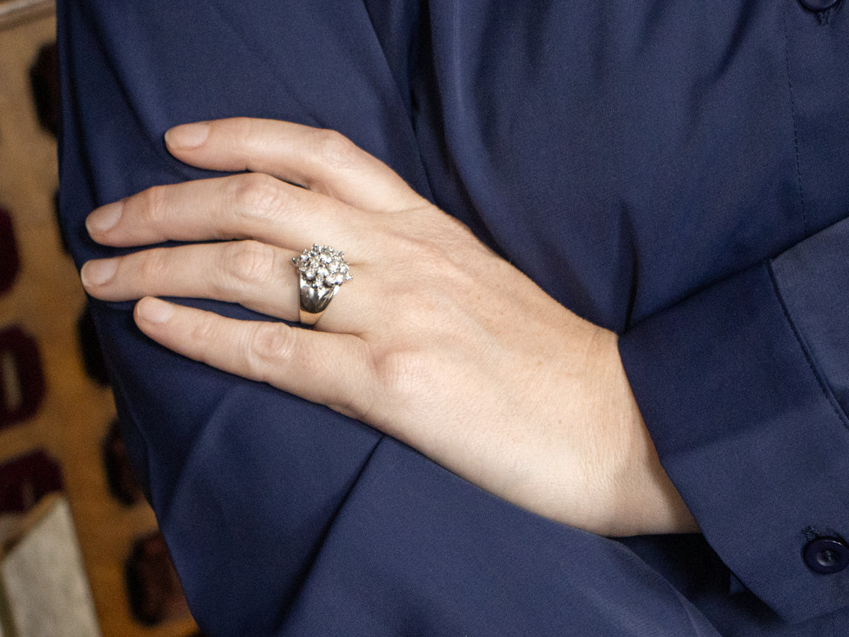 Vintage Gold Diamond Cluster Ring