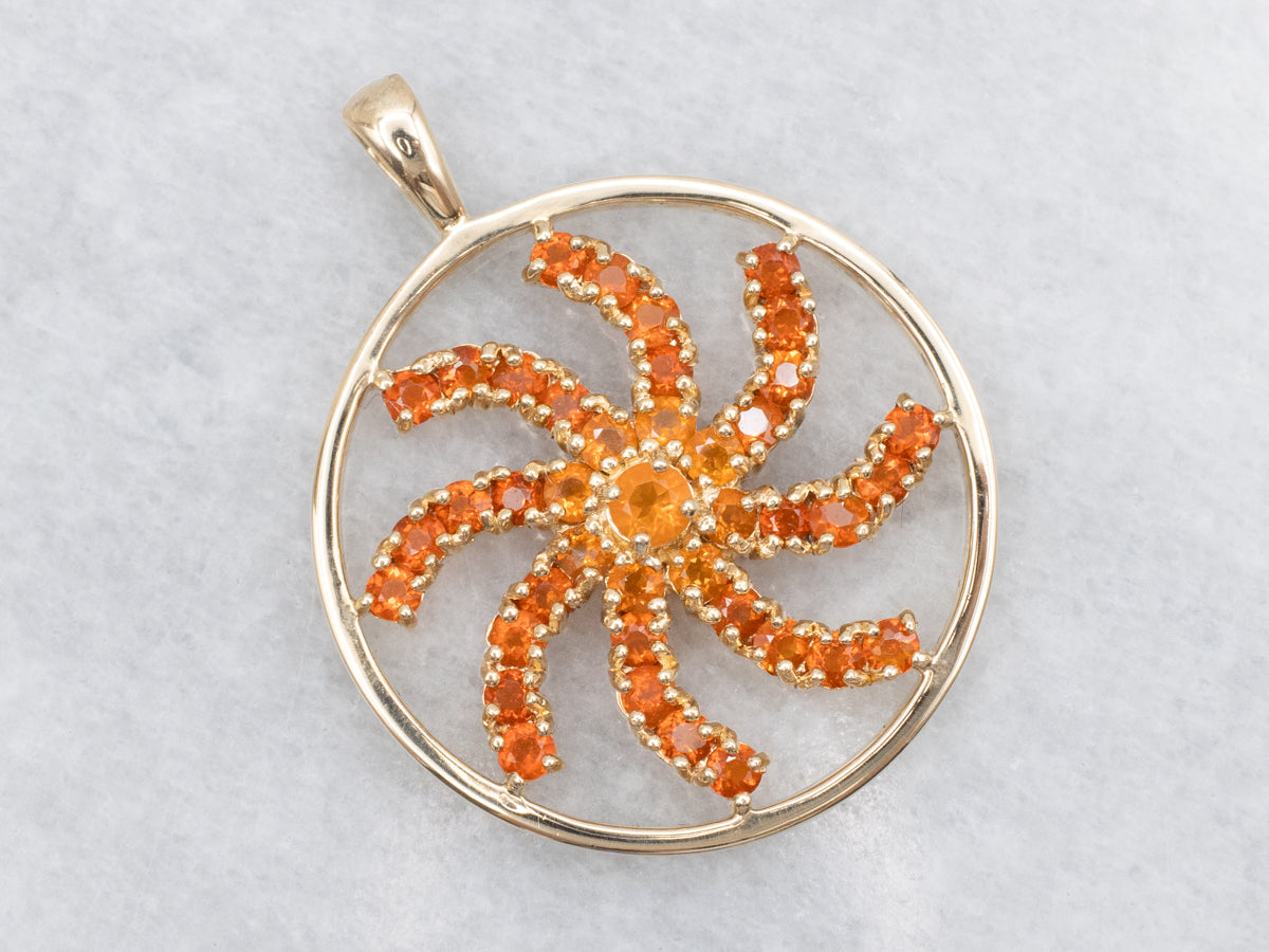 Fire Opal Sunshine Pinwheel Pendant - Market Square Jewelers