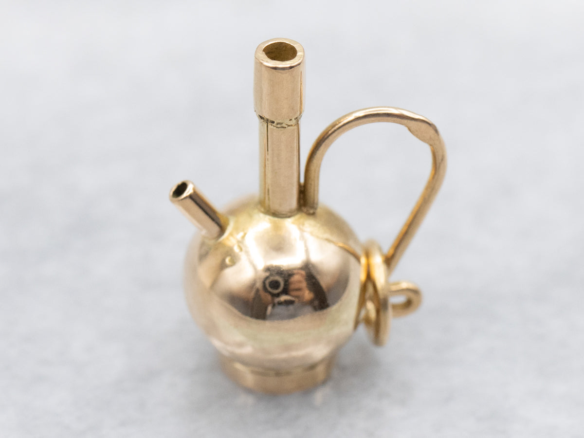 Vintage Polished Gold Hookah Charm