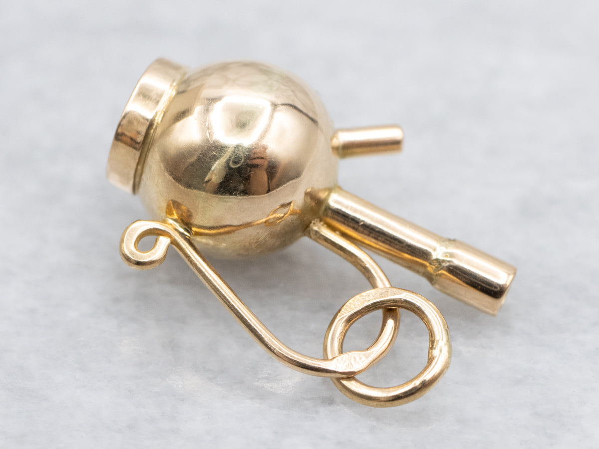 Vintage Polished Gold Hookah Charm