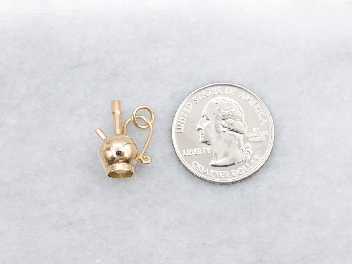 Vintage Polished Gold Hookah Charm