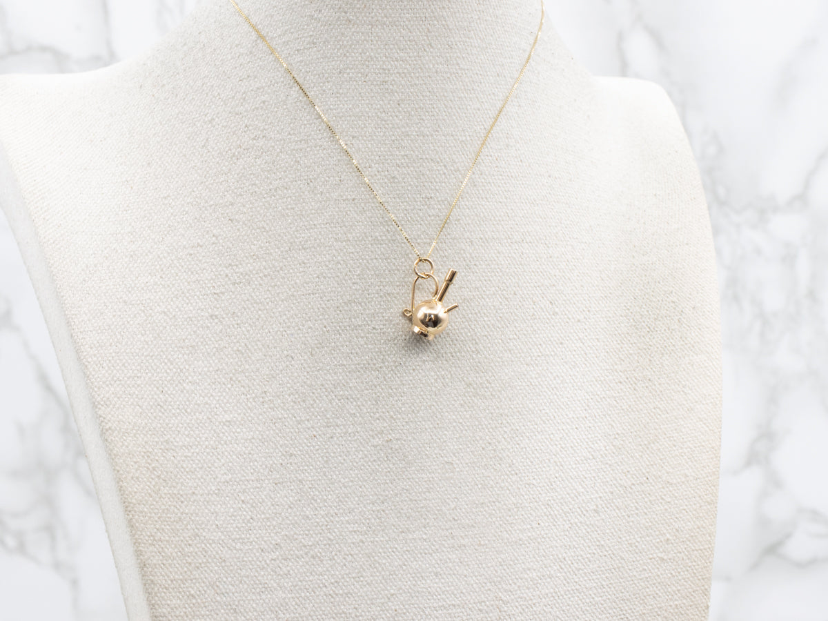 Vintage Polished Gold Hookah Charm