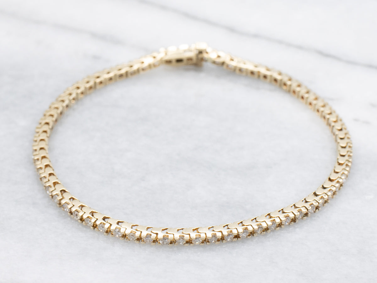 Classic Gold and Diamond Tennis Bracelet