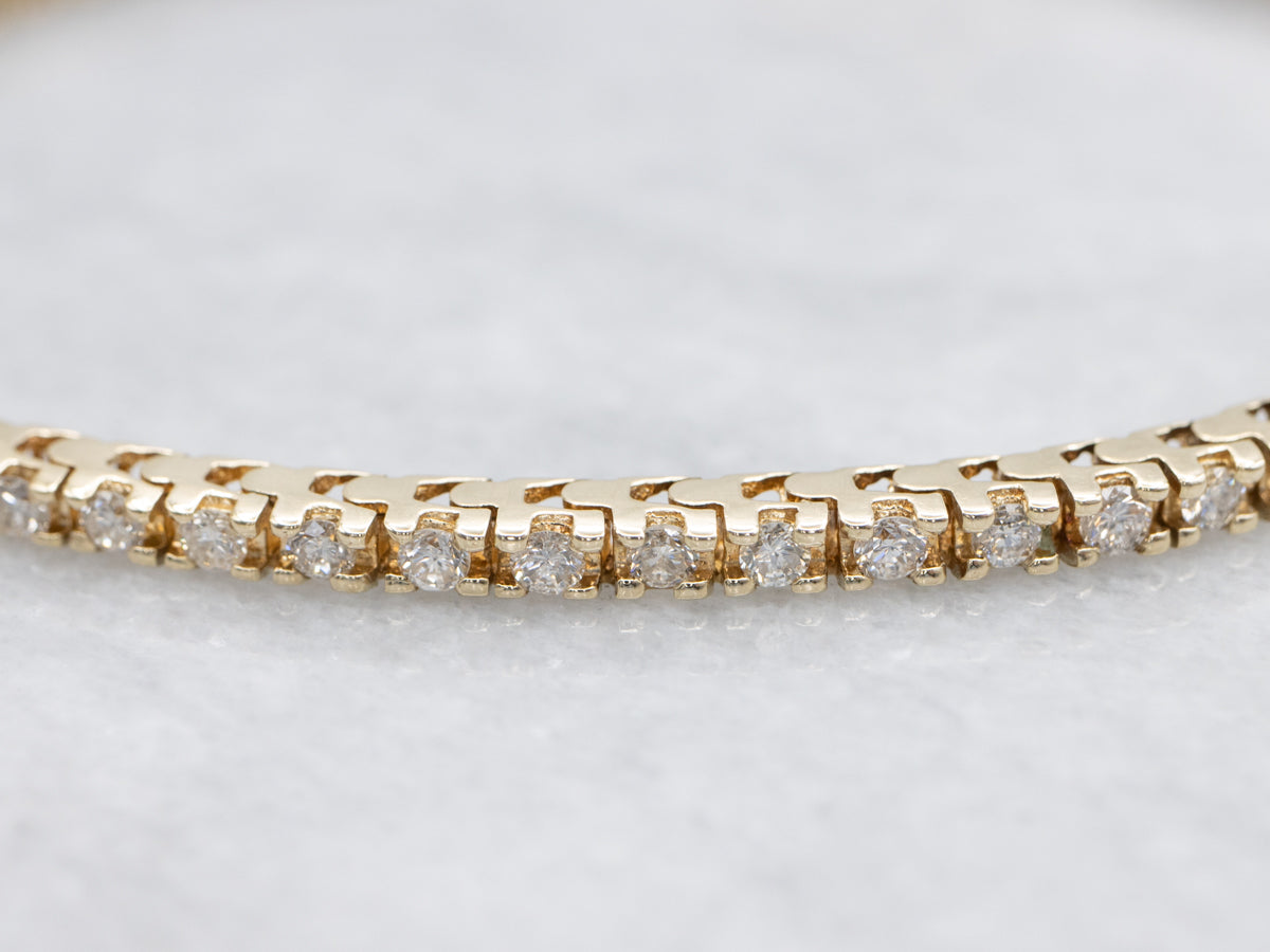 Classic Gold and Diamond Tennis Bracelet