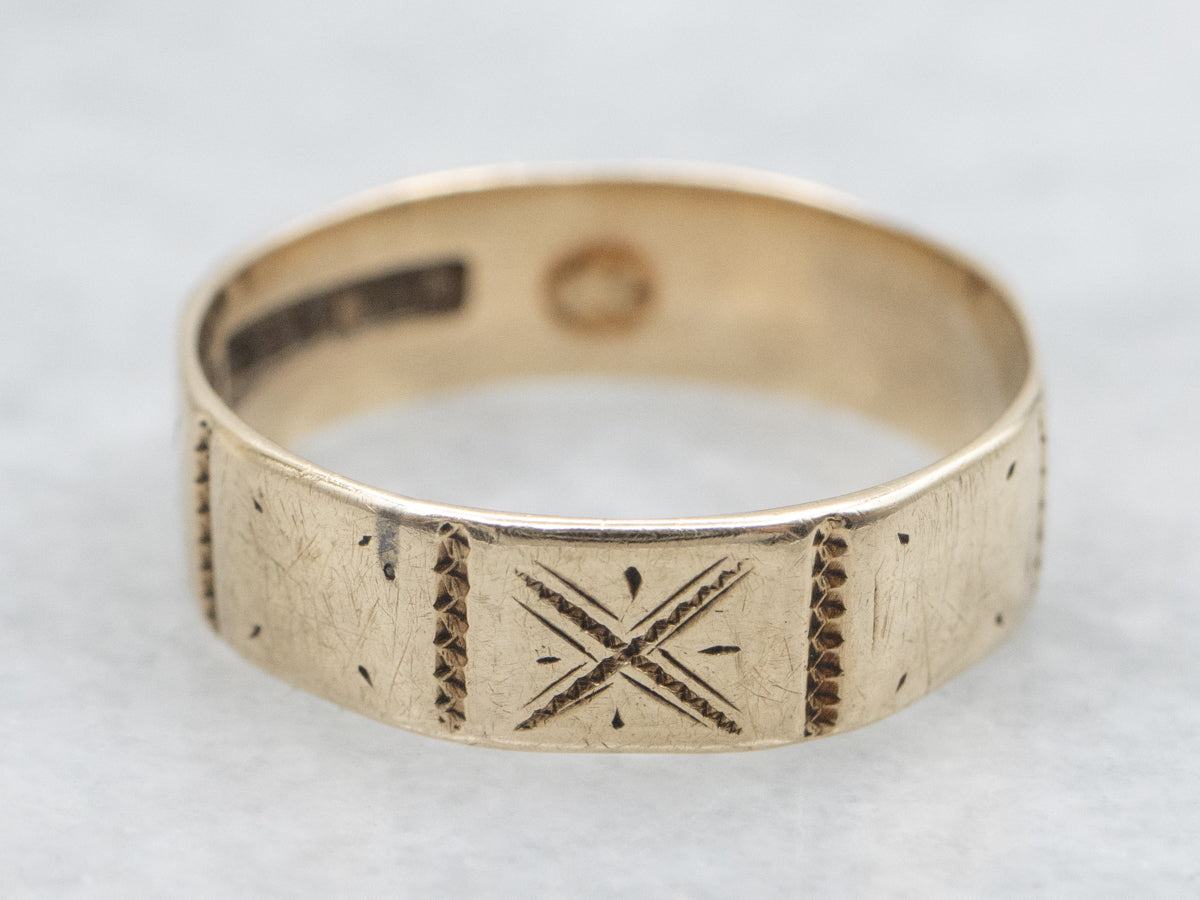 Antique X-Patterned Gold Cigar Band
