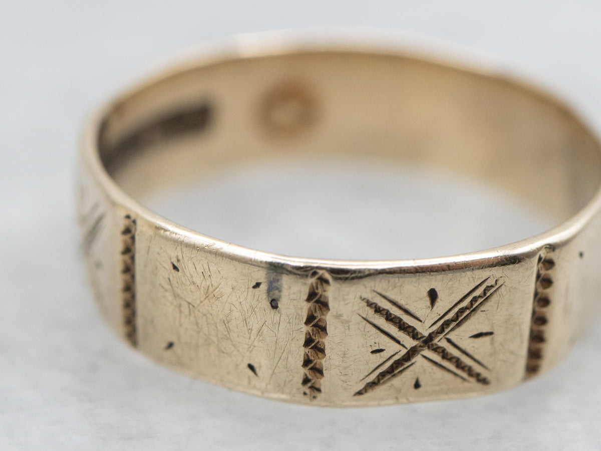 Antique X-Patterned Gold Cigar Band