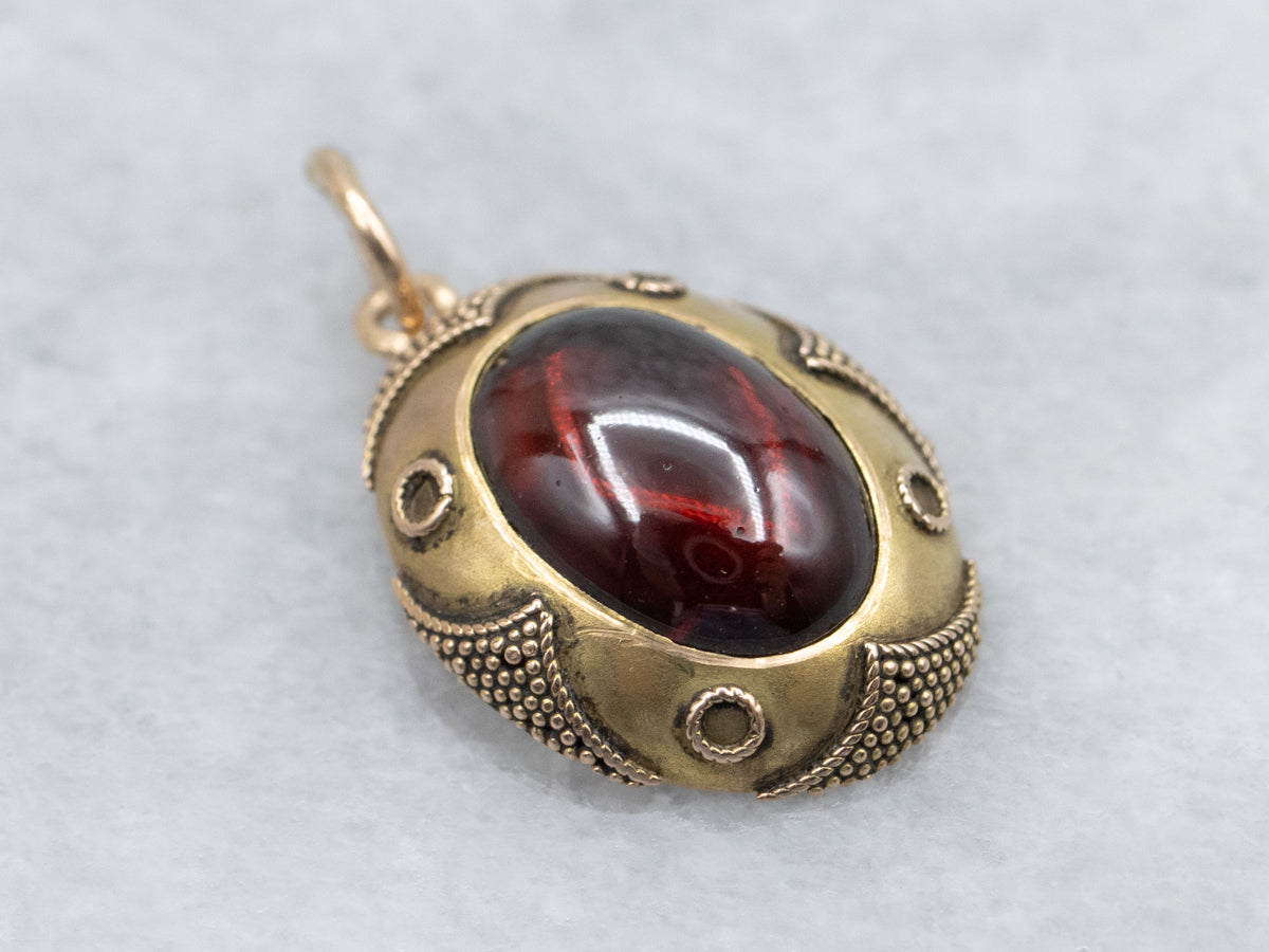 Antique Garnet Cabochon Stickpin Conversion Pendant