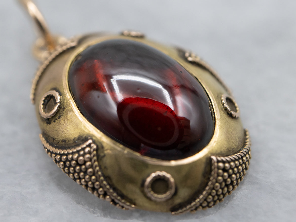 Antique Garnet Cabochon Stickpin Conversion Pendant