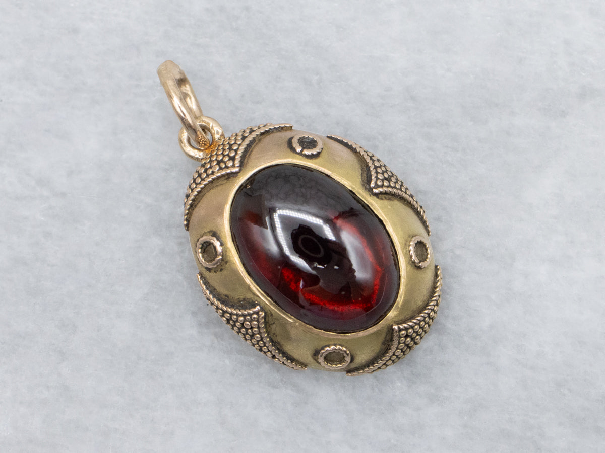 Antique Garnet Cabochon Stickpin Conversion Pendant