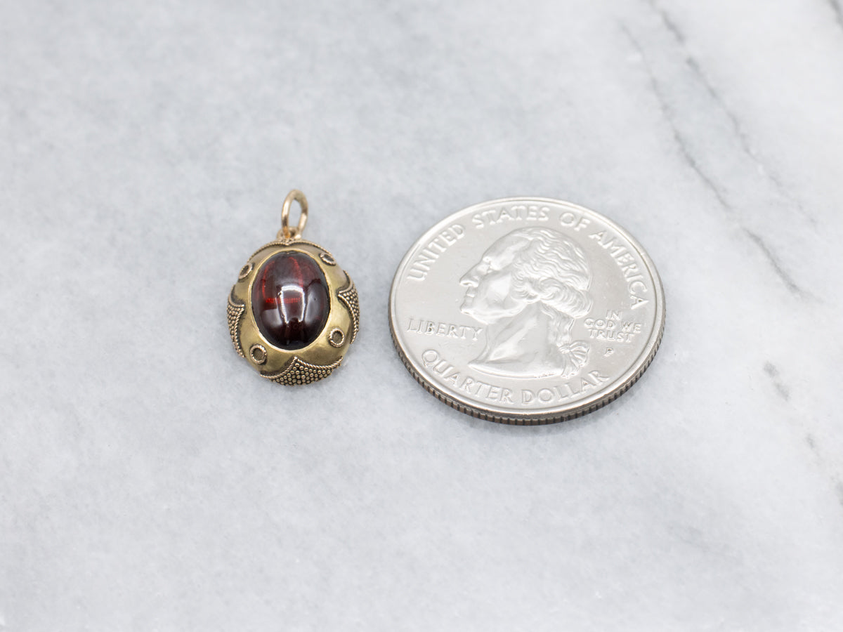 Antique Garnet Cabochon Stickpin Conversion Pendant