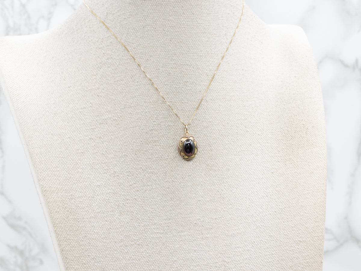 Antique Garnet Cabochon Stickpin Conversion Pendant