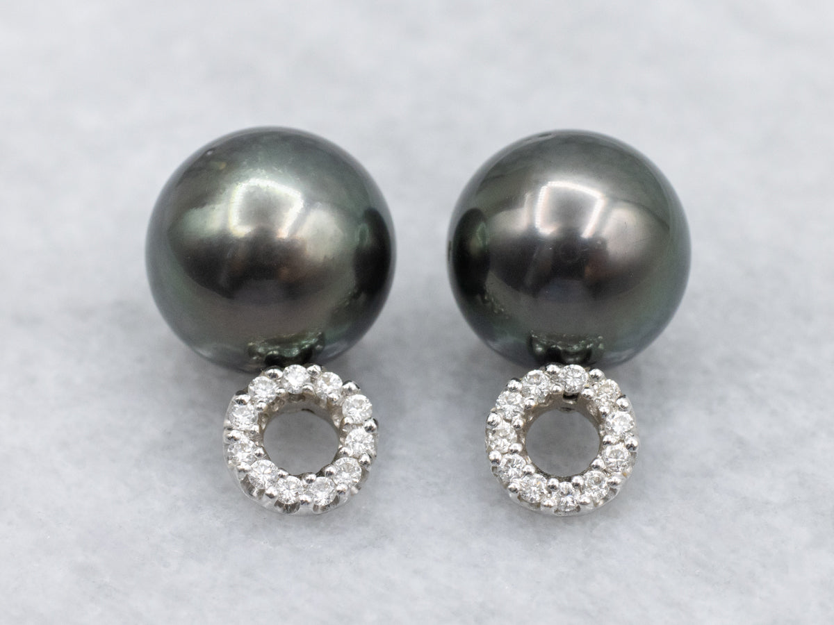 Iridesse Grey Pearl and Diamond Earring Jackets