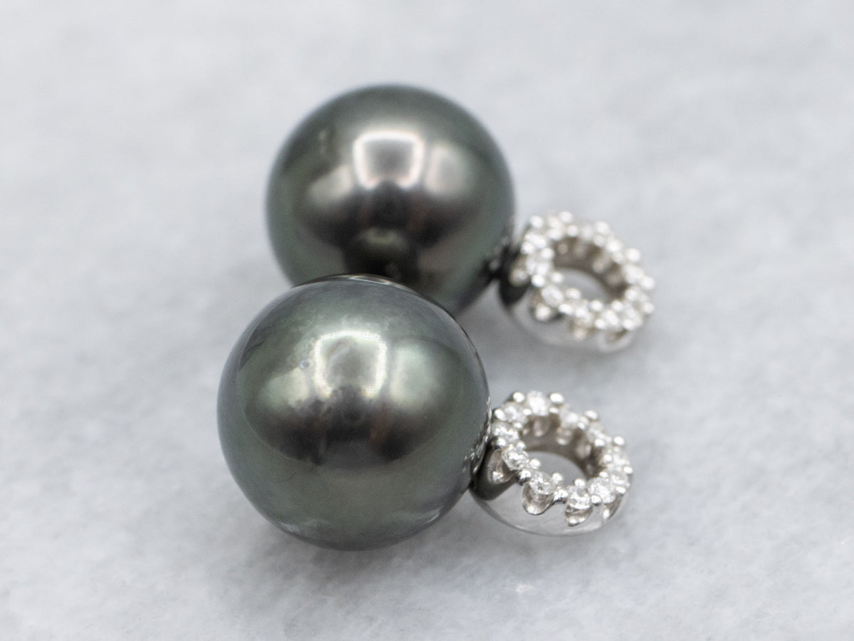 Iridesse Grey Pearl and Diamond Earring Jackets