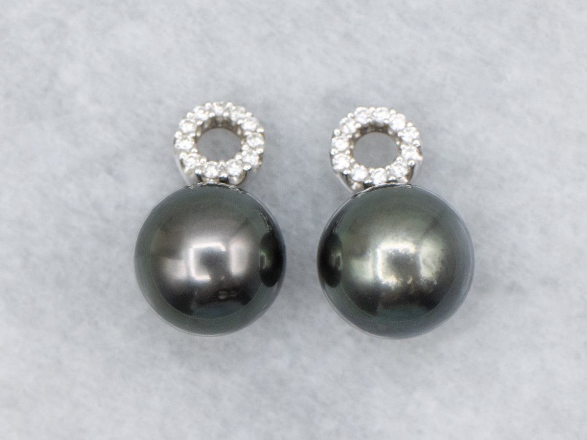Iridesse Grey Pearl and Diamond Earring Jackets