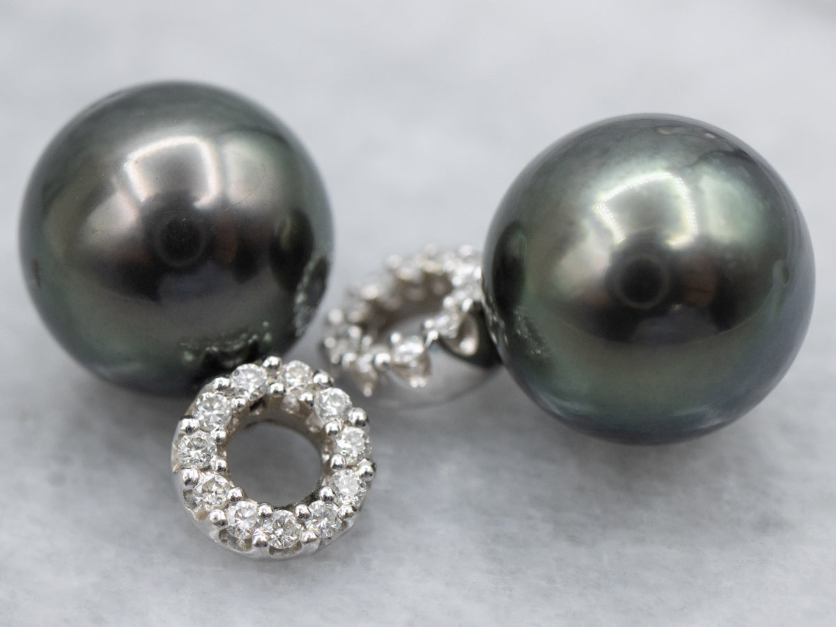Iridesse Grey Pearl and Diamond Earring Jackets