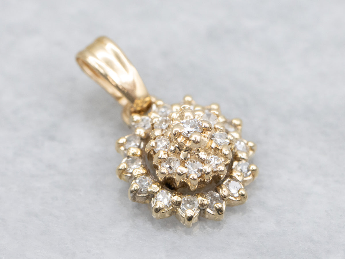 Twinkling Gold and Diamond Cluster Pendant