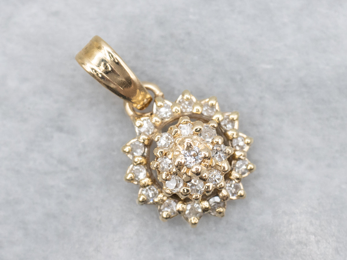 Twinkling Gold and Diamond Cluster Pendant