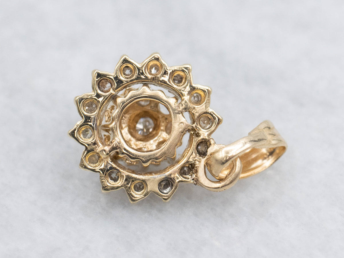 Twinkling Gold and Diamond Cluster Pendant