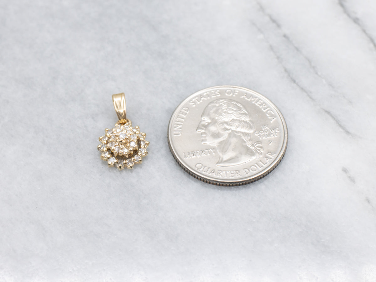 Twinkling Gold and Diamond Cluster Pendant