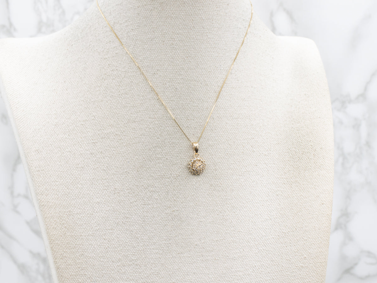 Twinkling Gold and Diamond Cluster Pendant