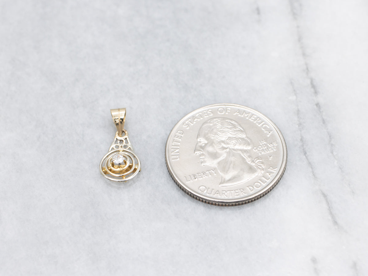 Old Mine Cut Diamond Triple Golden Ring Stickpin Conversion Pendant