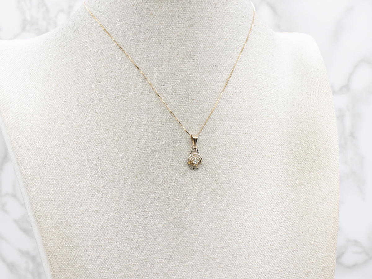 Old Mine Cut Diamond Triple Golden Ring Stickpin Conversion Pendant