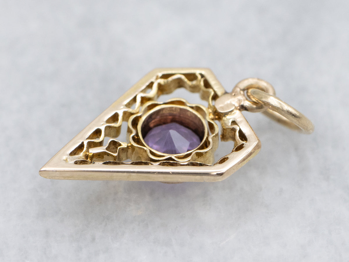 Antique Gold Filigree Stickpin Conversion Amethyst Pendant